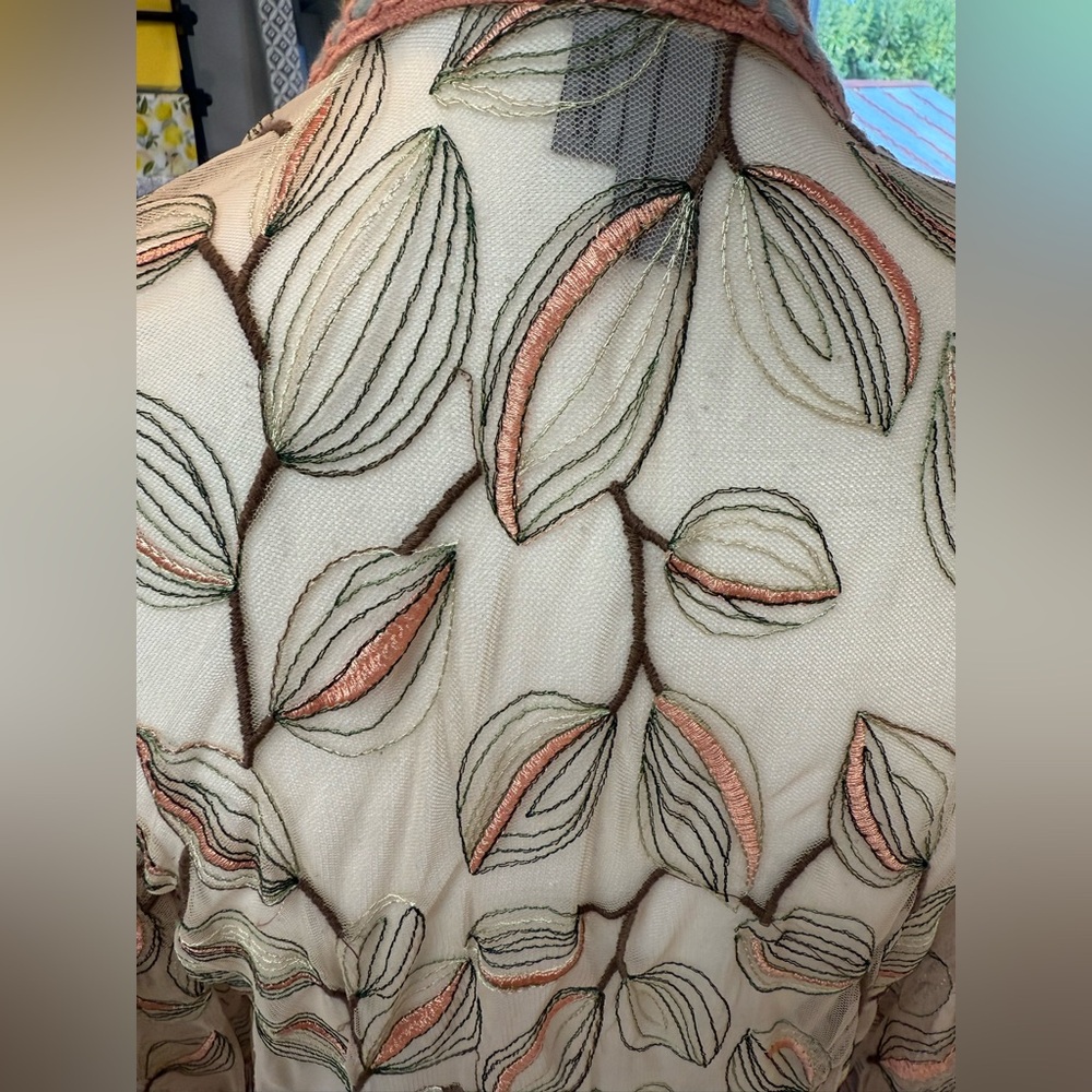 Bl-nk Tulle Duster Kimono Anthropologie One Size Floral Embroidered - Picture 8 of 11